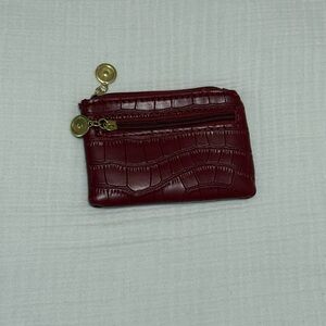 Red Textured Zip Card Case Wallet - Unbranded